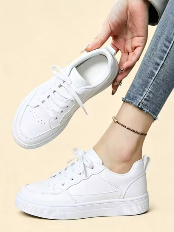 Women White Sneakers Spring Autumn Sport Running Shoes Casual Lace Up Flat Skid-Proof Shoes
